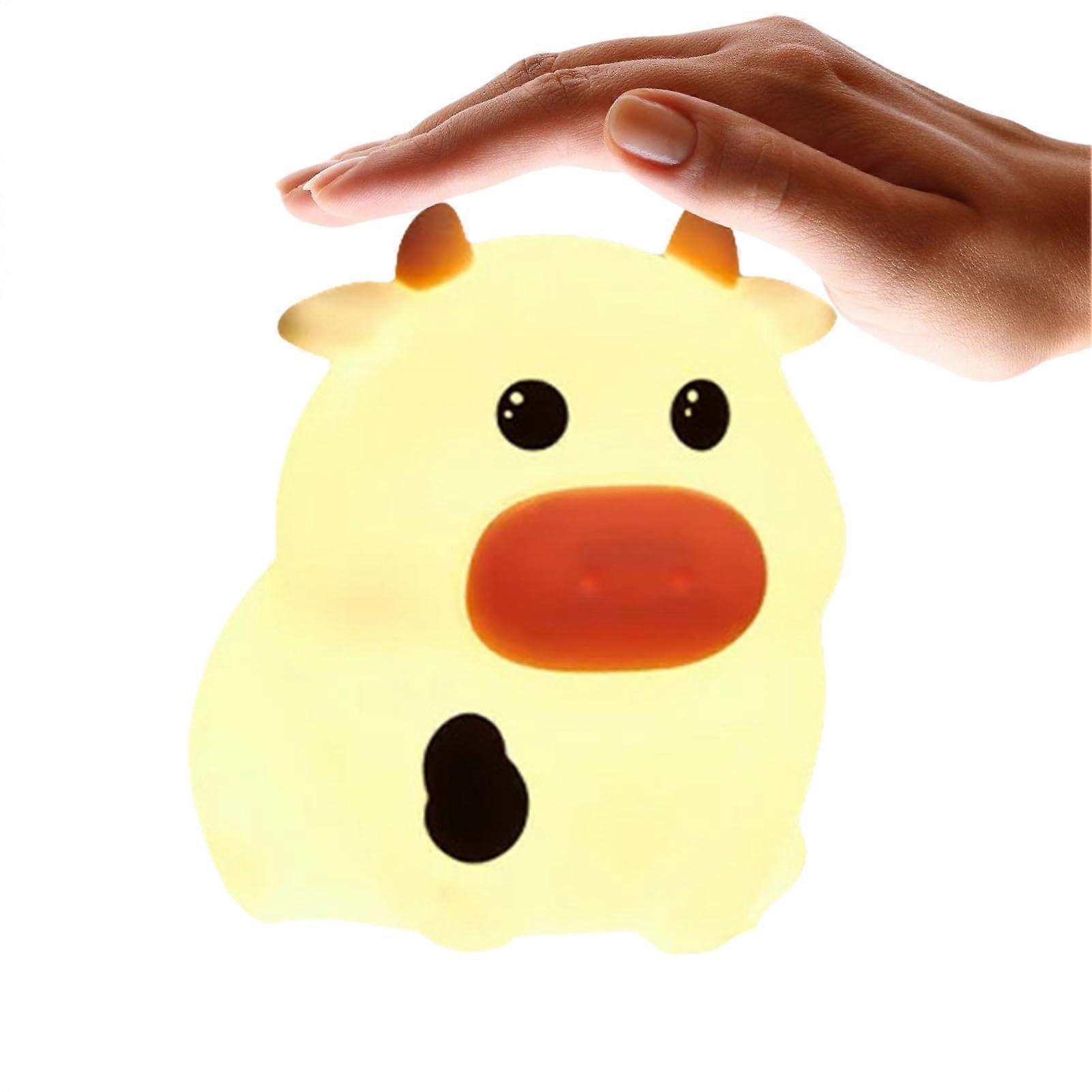 Cow Night Light Cow Bedside Lamp with Timer Cute 3 Level Dimmable Tap Control Light for Playroom Dorm Nursery Home Decor