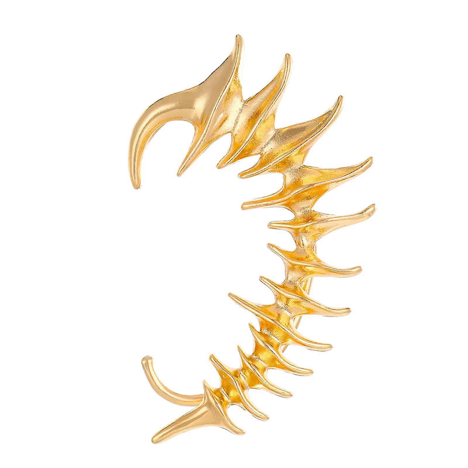 Gothic Style Cartilage Earring with Unique Spine Design, Alloy Jewelry for Cozy Shells, 2-Inch Size