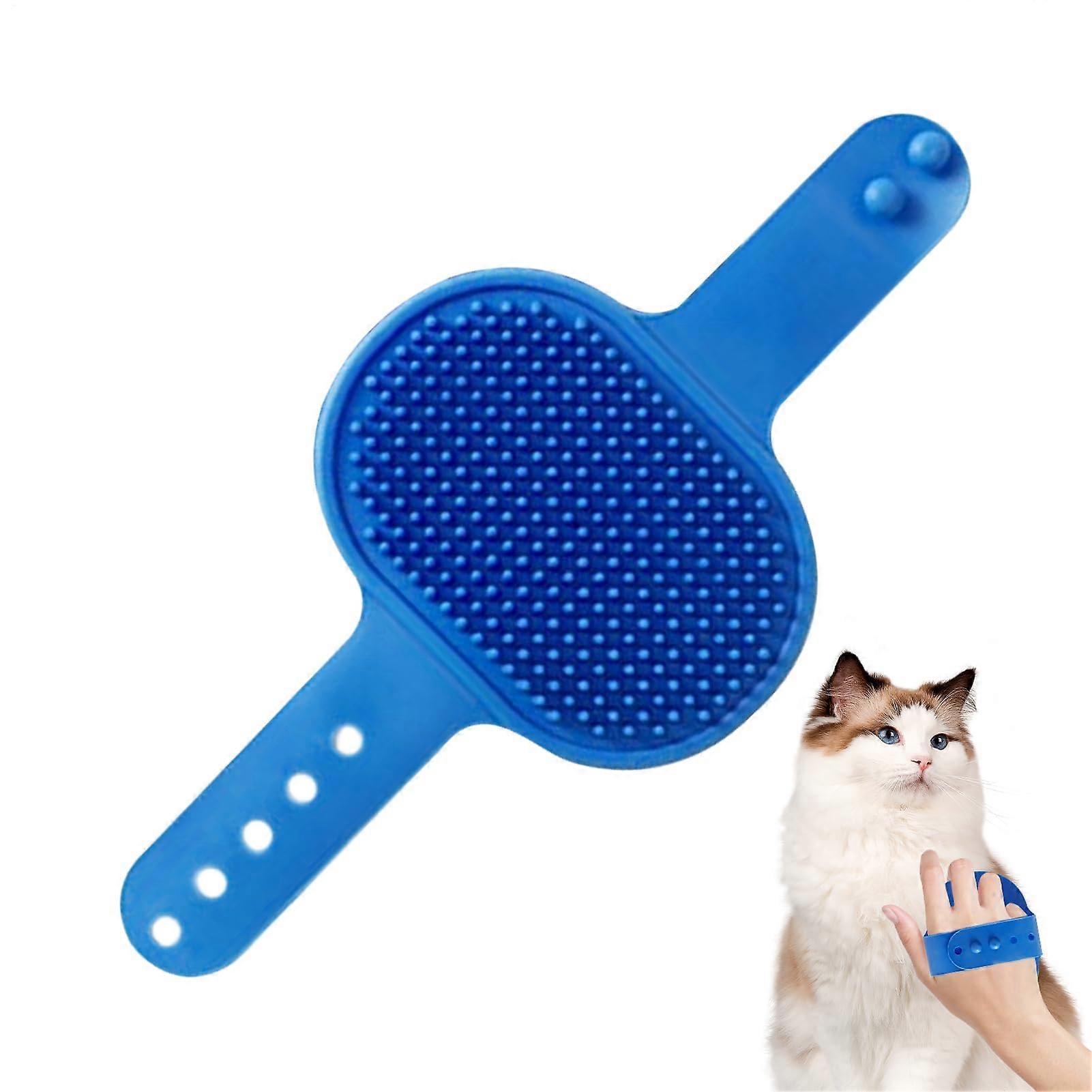 Cat Brushes for Grooming, Silicone Massage Tool with Adjustable Comb for Dry and Wet Coat, Cat Care Pad for All Breeds, Blue
