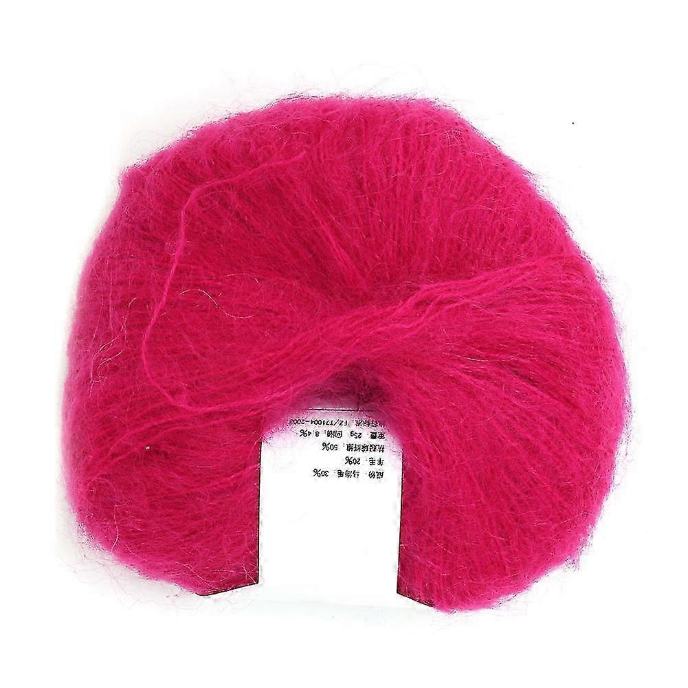 Popular Soft Mohair Pashm Knit Angora Long Wool Yarn Hot (rose red) Suitable for Various Brands