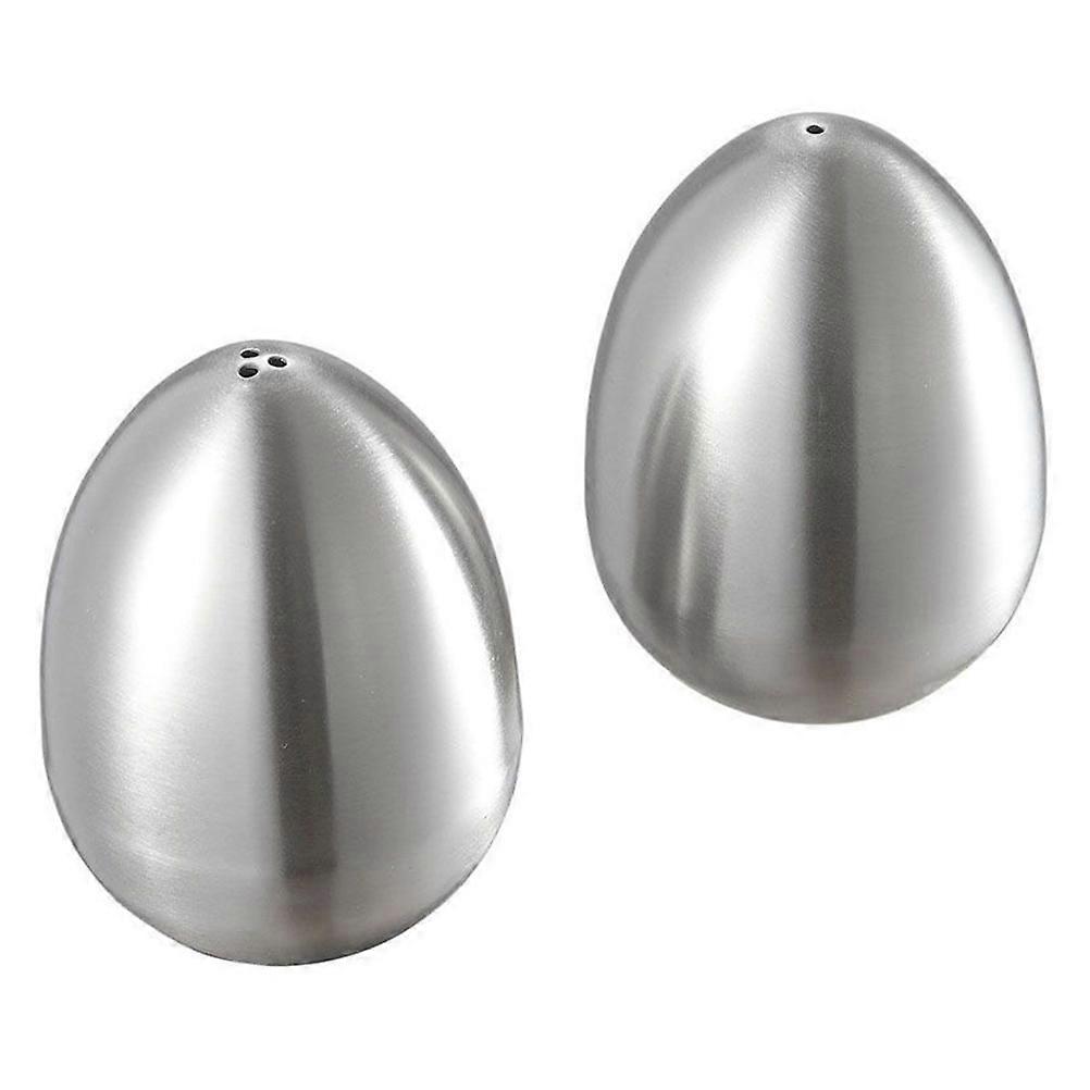 Stainless Shaker Set Egg Shape For Tableware Silver 7x5.5x5.5cm 2Pcs