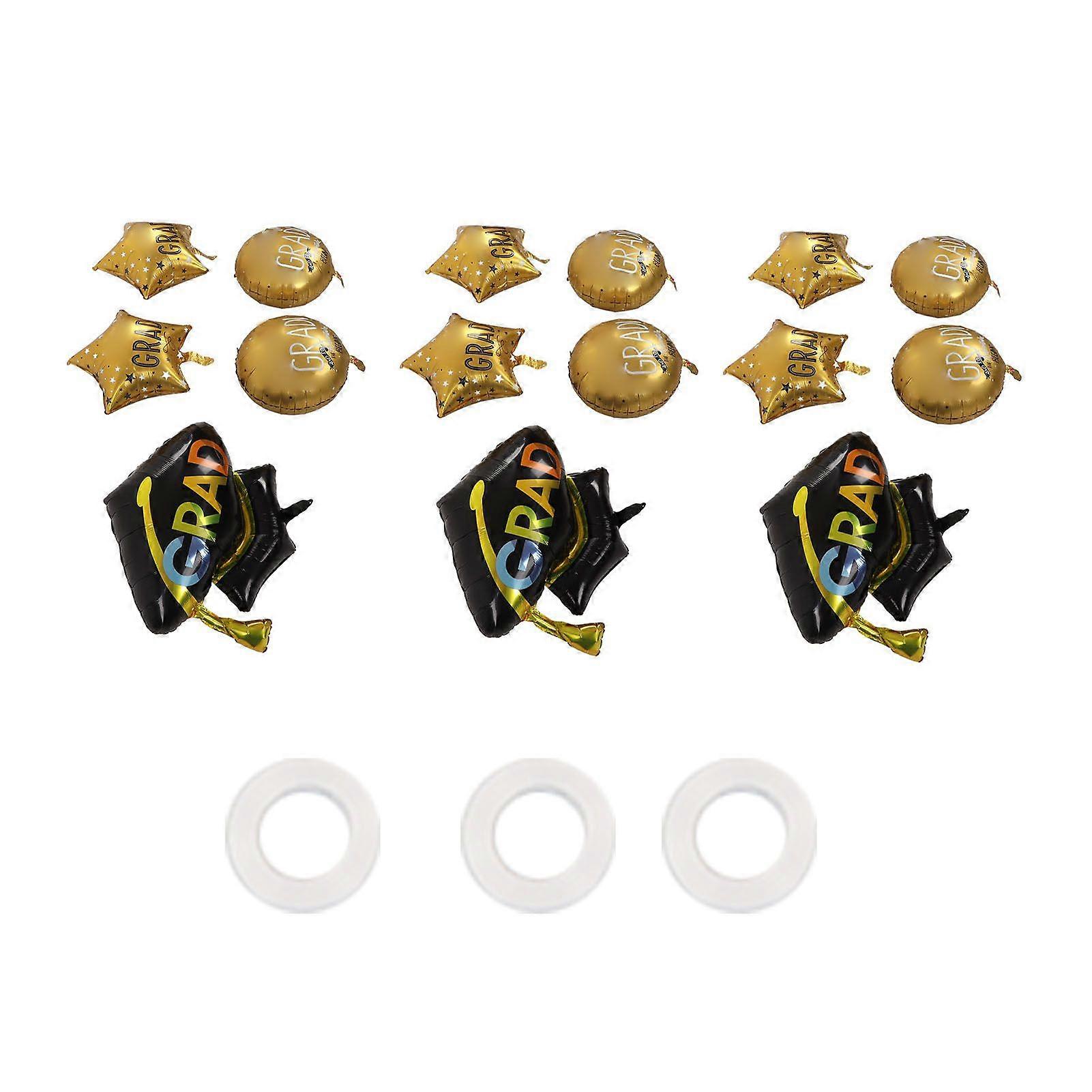2025 Ultimo Modello 15 Pz Palloncini di Laurea Riutilizzabili Oro Nero Non Tossico