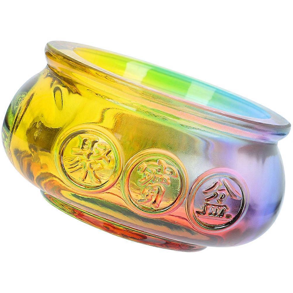 Crystal Cornucopia Decorative Bowl Chinese Craft Ornament for Home & Office Tabletop Decoration, Prosperity Ingot Design
