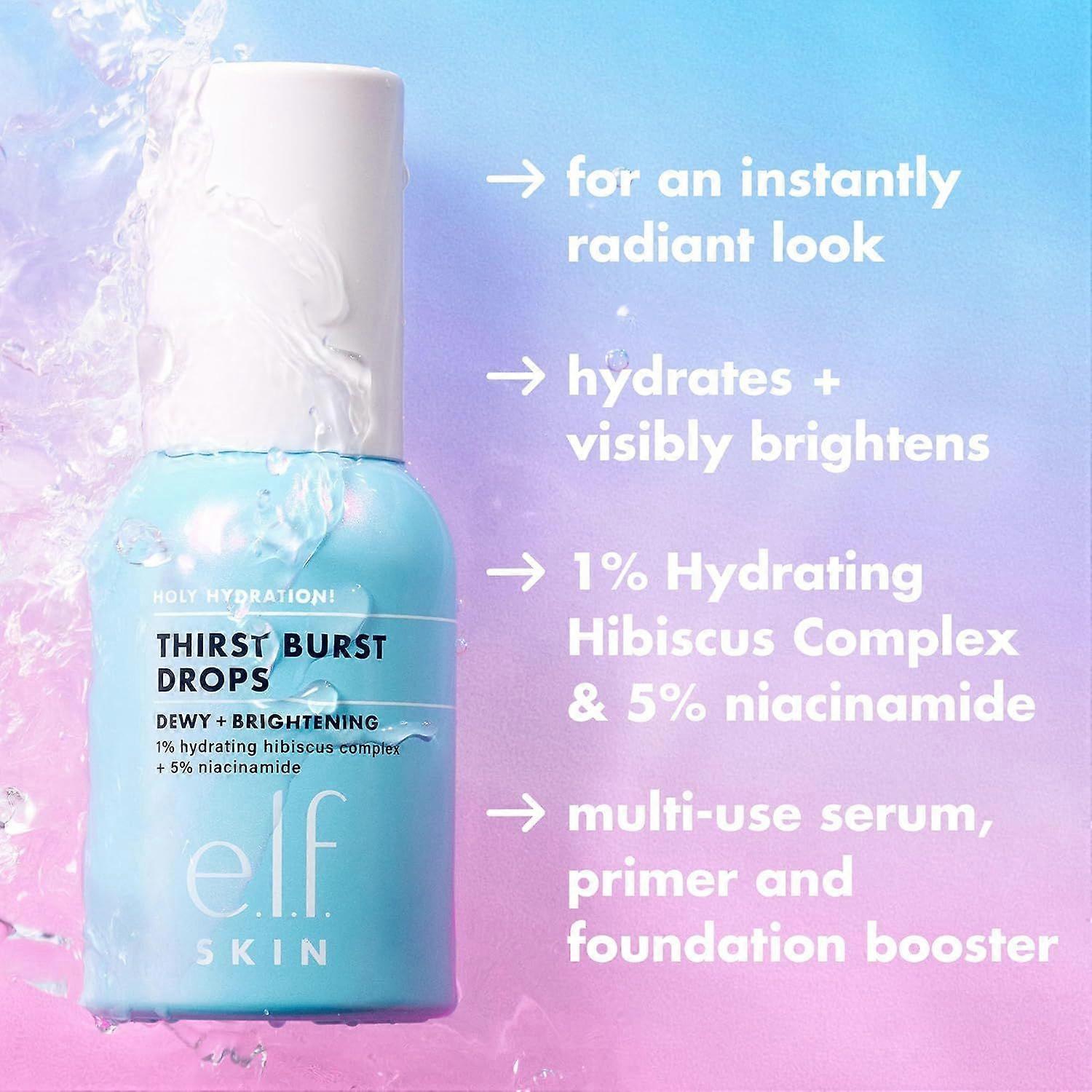 Divine Hydration e.l.f. Thirst Burst Drops, Instant Radiance Serum, Langvarig