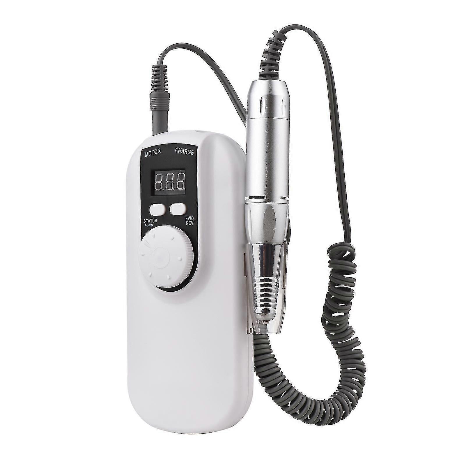 White Eu Plug Rechargeable Nail Drill Machine Electric Nail Drills 35000rpm High Speed Led Display Screen With Nail Drill Pen Holder & Drill Bits For
