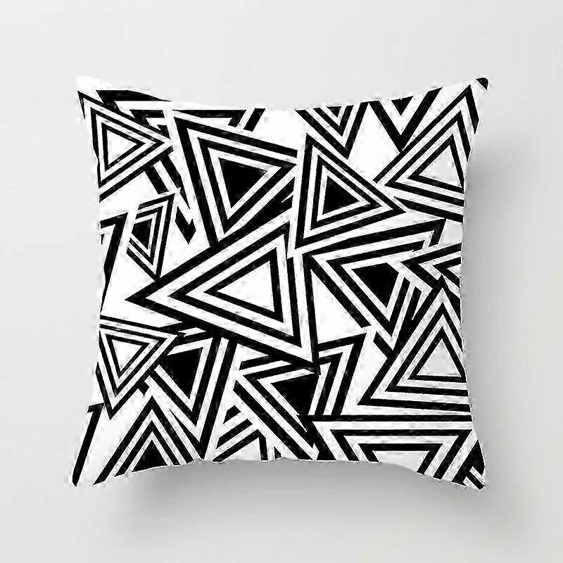 Fronha decorativa geométrica preto e branco Fronha de poliéster Capa de almofada geométrica listrada ideal para design de sofá 251jpjcjh