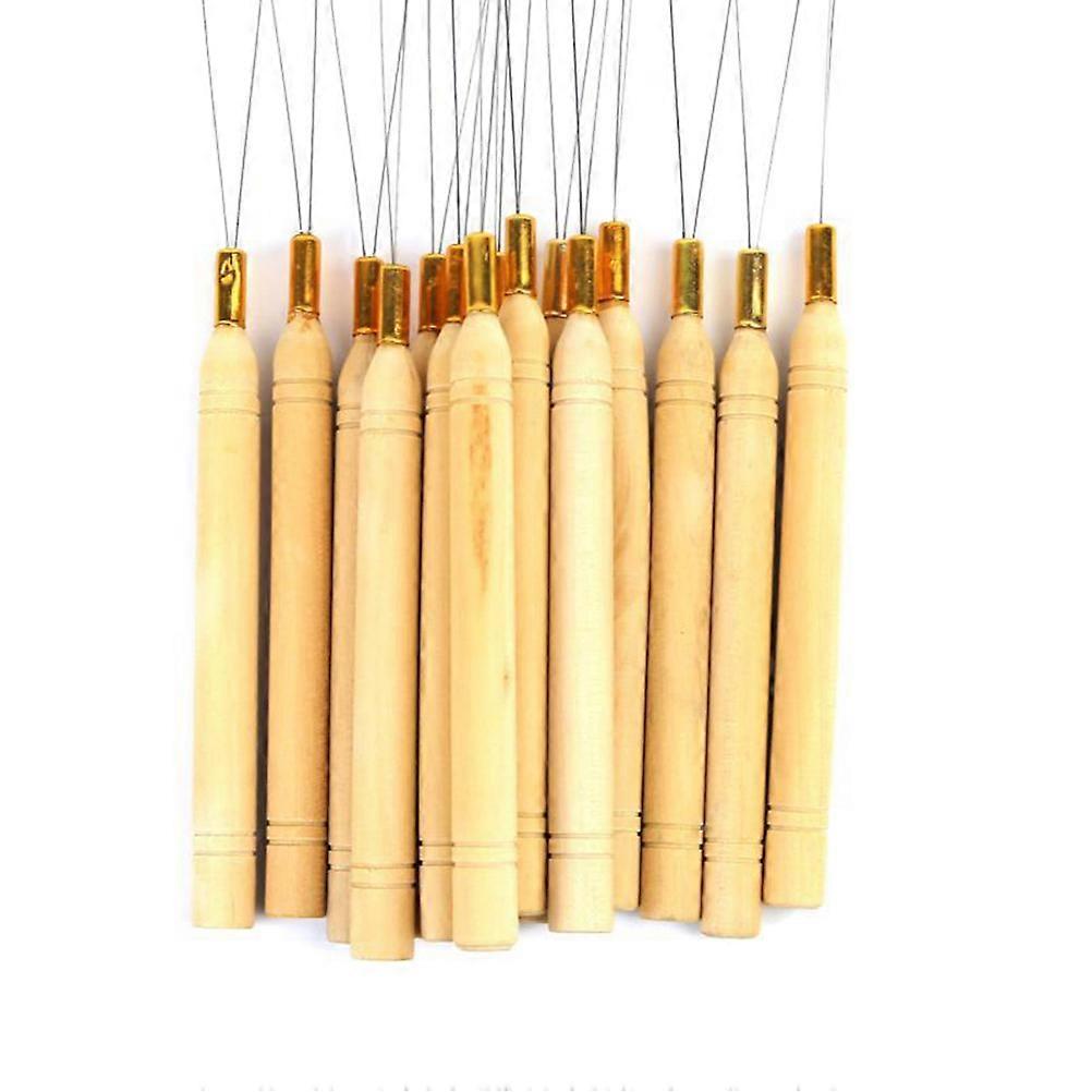 Metal Needle Hair Extension Tools Diy Hook Tool For Salon Use Light Brown 5Pcs
