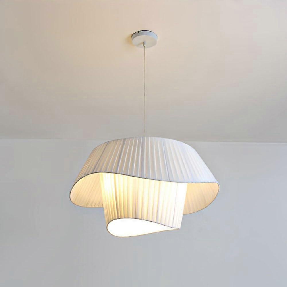 Modern Chandelier with 3 Lights, 2Tier Semi Flush Mounted Pendant Light with White Fabric Lampshade