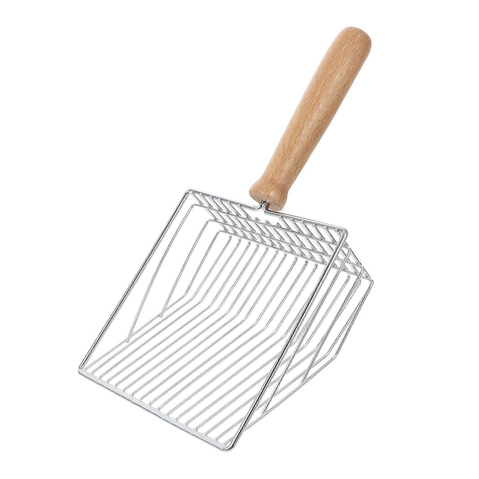Hollow Design Cat Litter with Long Handle for Home Silver Synthetic Material 1pc