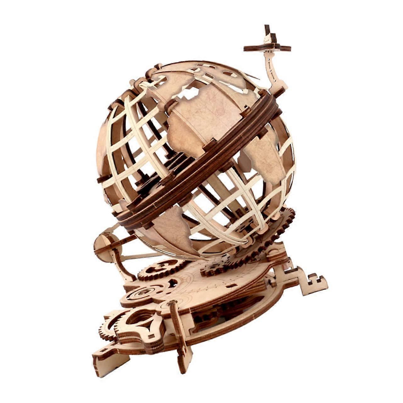 1 Set Assemble the Learning Globe Intelligence Puzzle Puzzle Building Cube Interactive Children's Globe World Ball Beige Wood