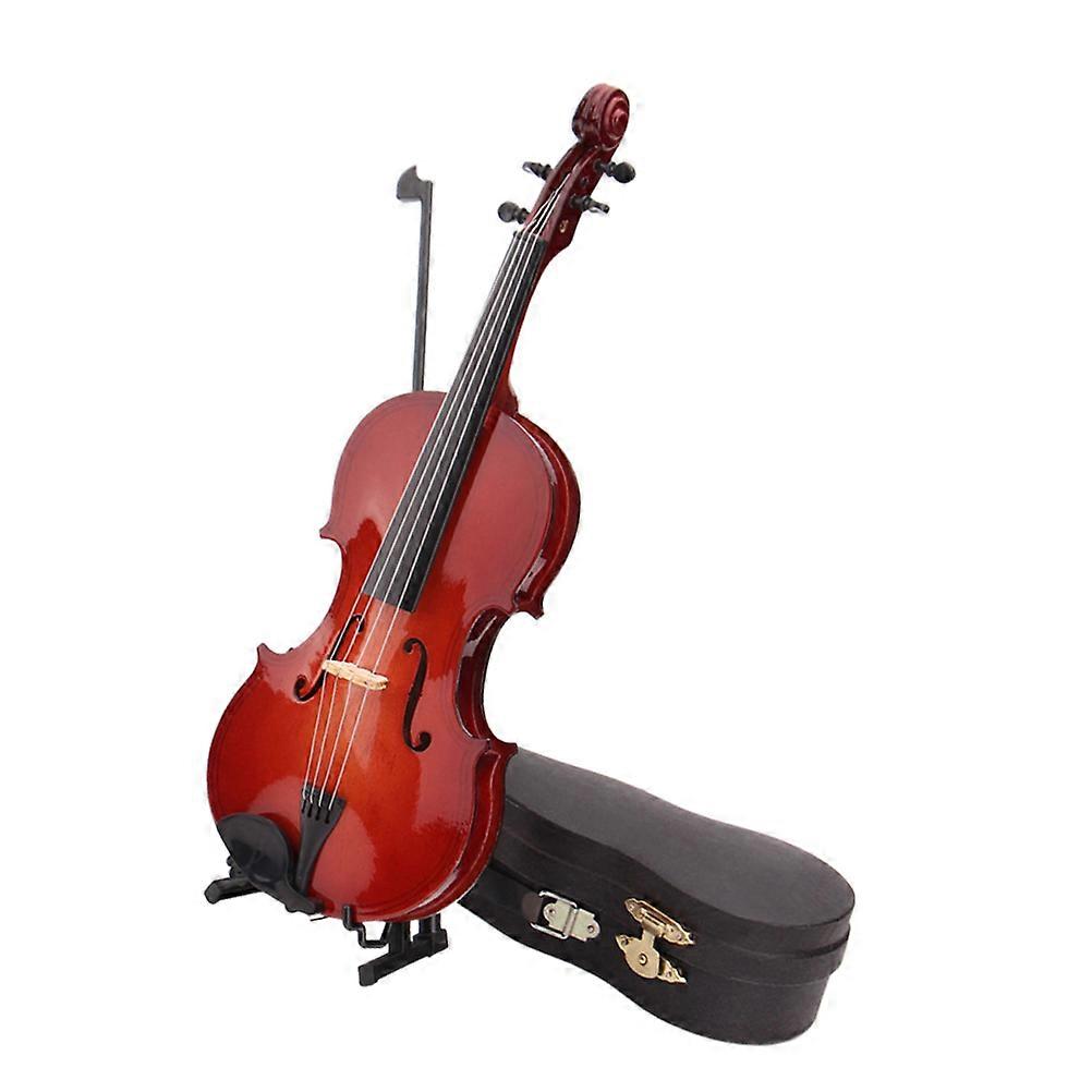 Miniature Instruments Violin Desk Decor Desktop Decoration Vintage Violin Model Brown 10cm Musical Instrument Shape 1Set