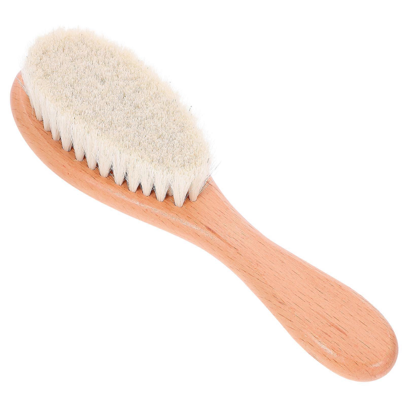 Soft Bath Brush for Adults with Durable Wool Bristles and Solid Wood Handle for Gentle Hair Care and Removal
