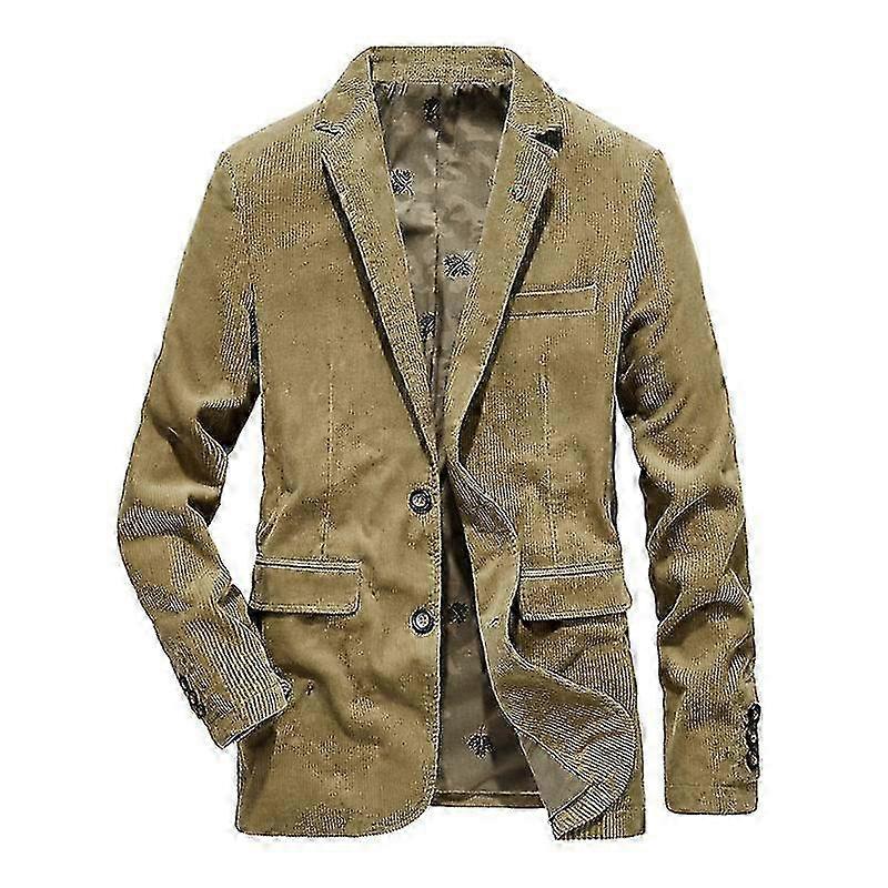Men's Vintage Casual Work Wear Corduroy Suit Blazer Jacket Sport Coat