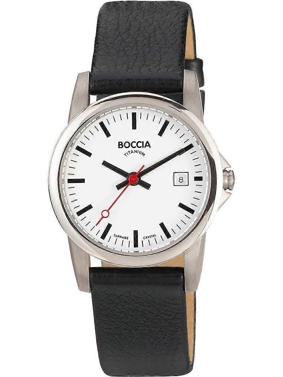 Boccia Svart Äkta Läder Uhr Titanium 3298-04 Damklocka