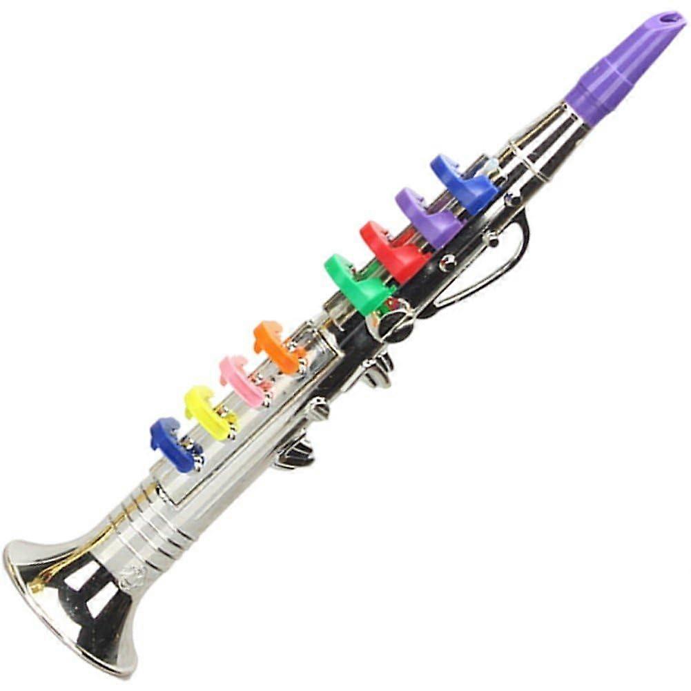 Clarinet Musical Instrument for Kids, 1 Piece ABS Metallic Gold with 8 Colorful Keys, Perfect for Toddlers and Children