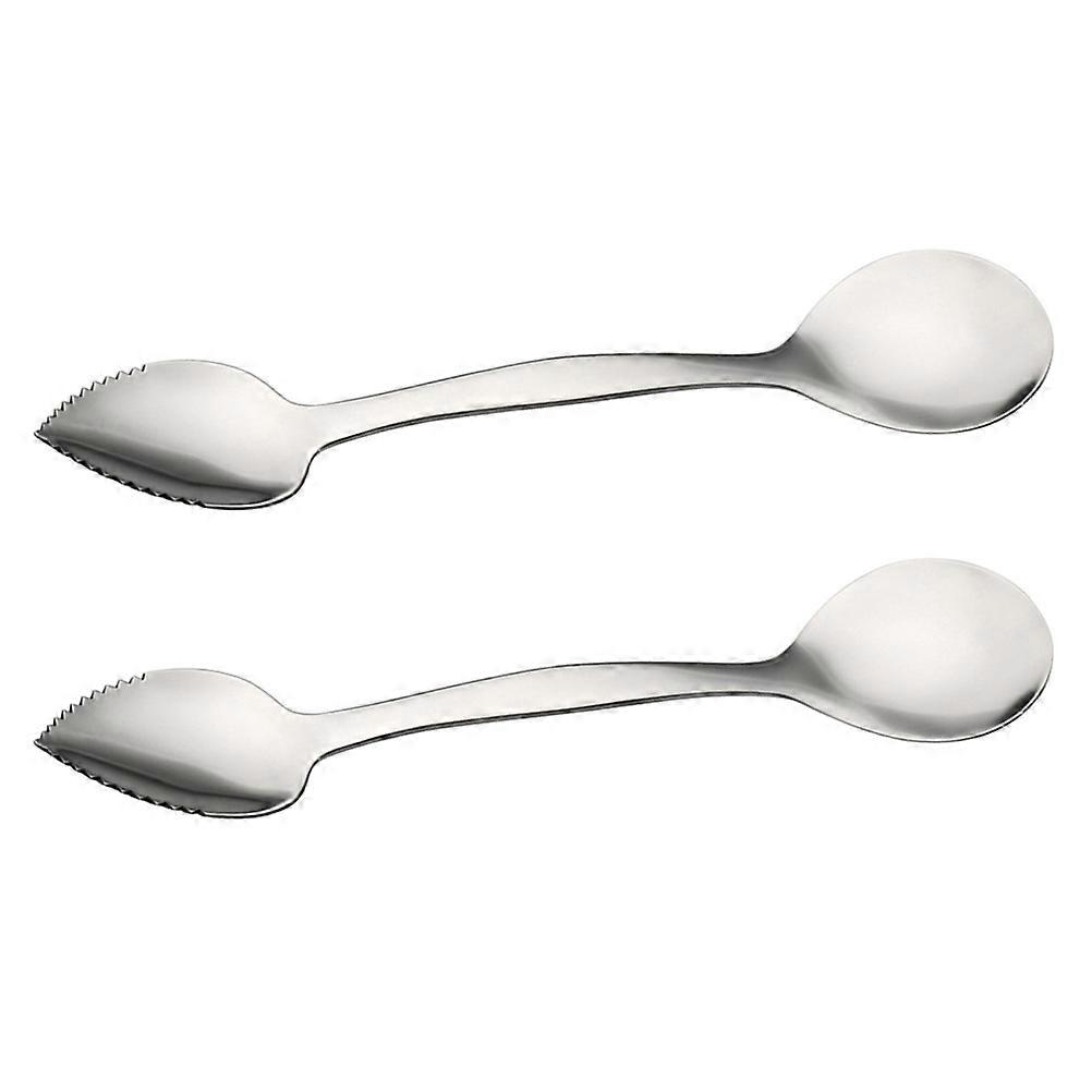 2PCS Stainless Steel Grapefruit Spoons Dual Digging Scoop Versatile Fruit Vegetable Spoons