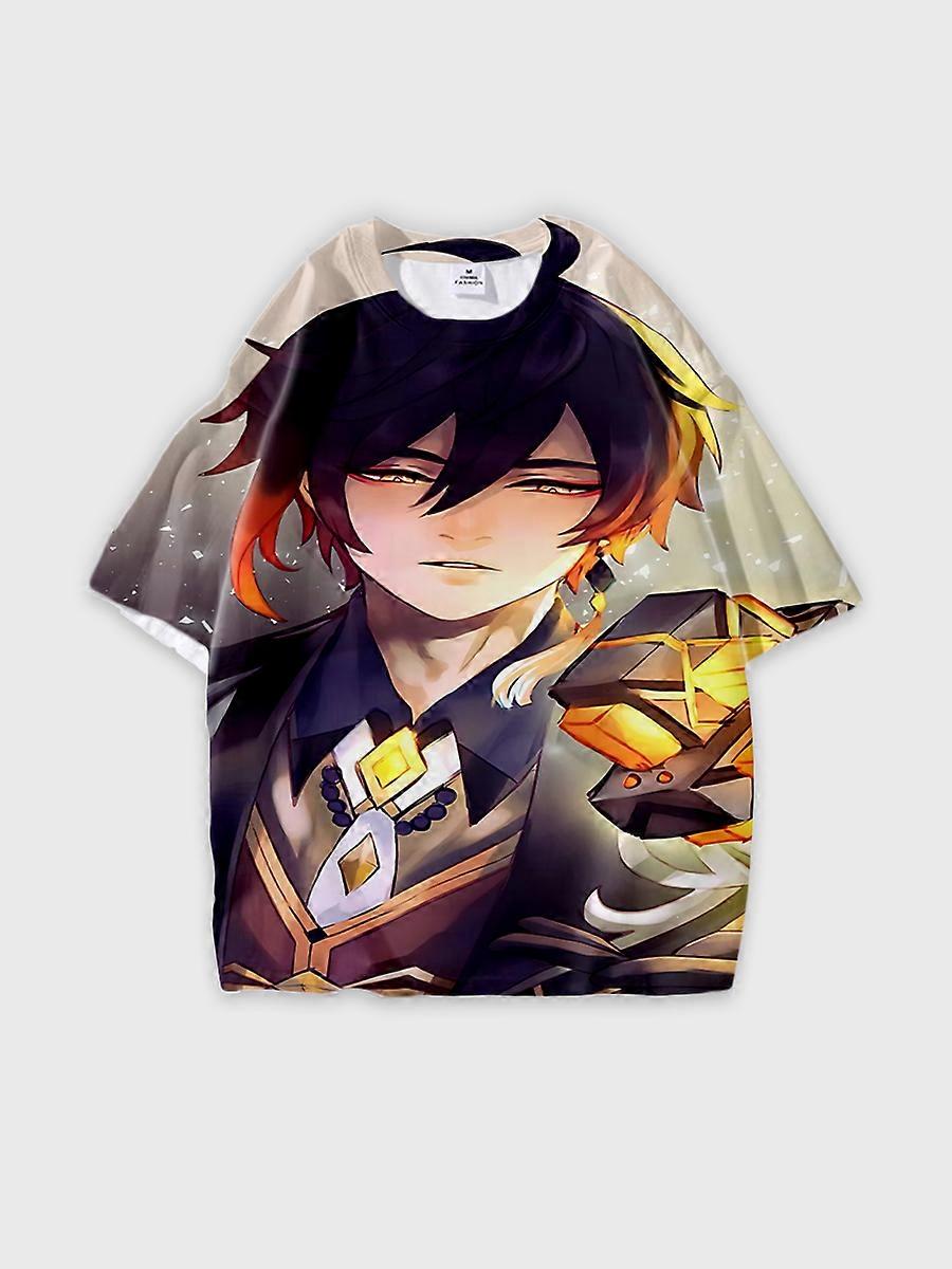 T-shirt round neck Role Pattern loose short sleeve D220