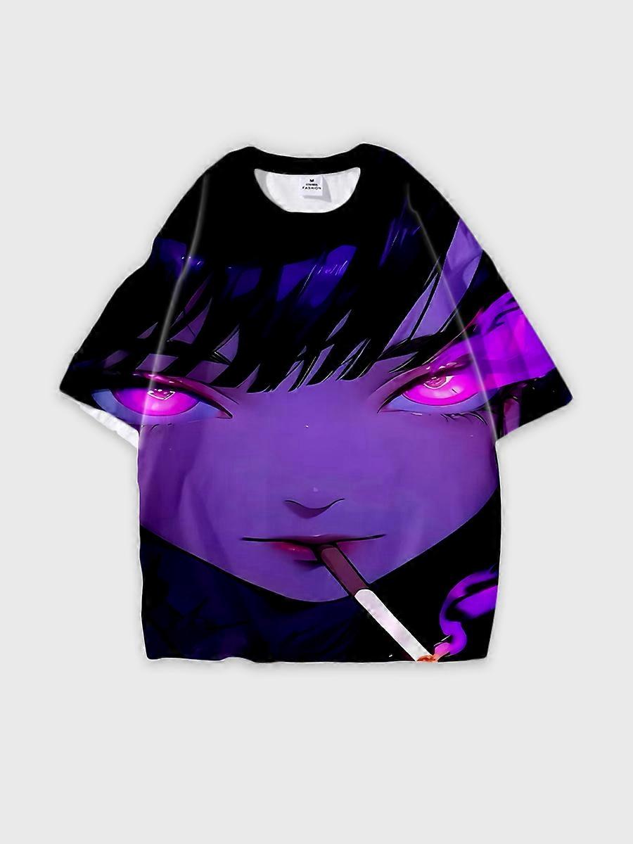 T-shirt round neck Role Pattern loose short sleeve D1585