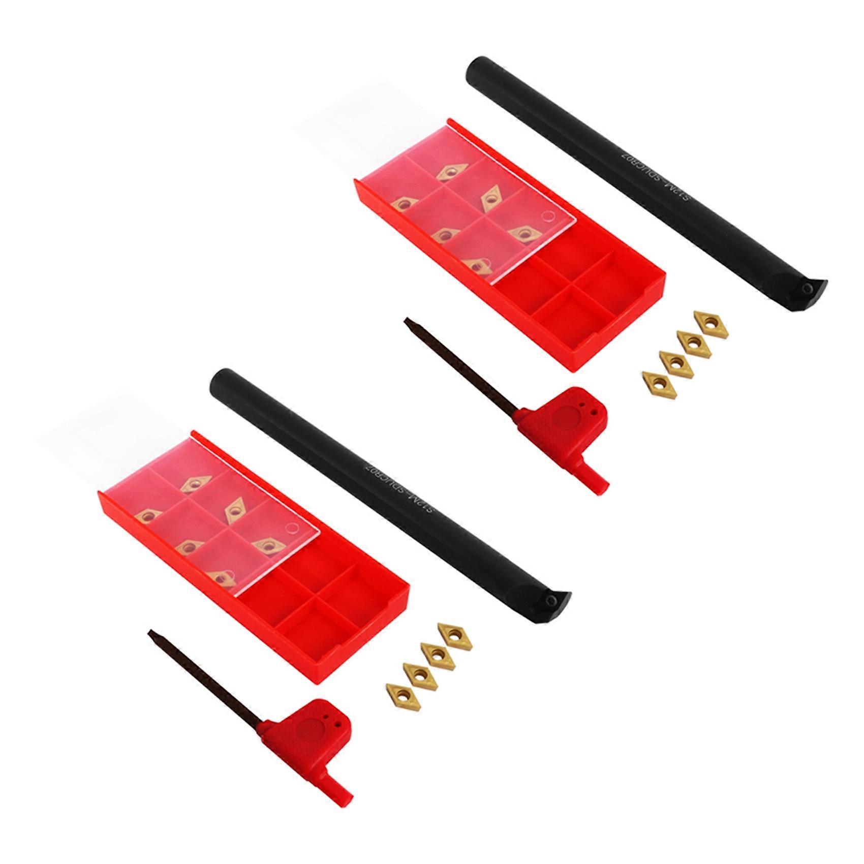 24Pcs Dcmt0702 Carbide Inserts + S12M-Sducr07 Boring Bar 150mm with Wrench for Cnc Lathe Inner Turni