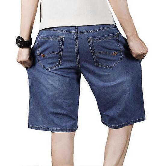 Men Summer Denim Shorts Button Zipper Fly Straight Leg Shorts Pockets Design Solid Color Short Pants Streetwear