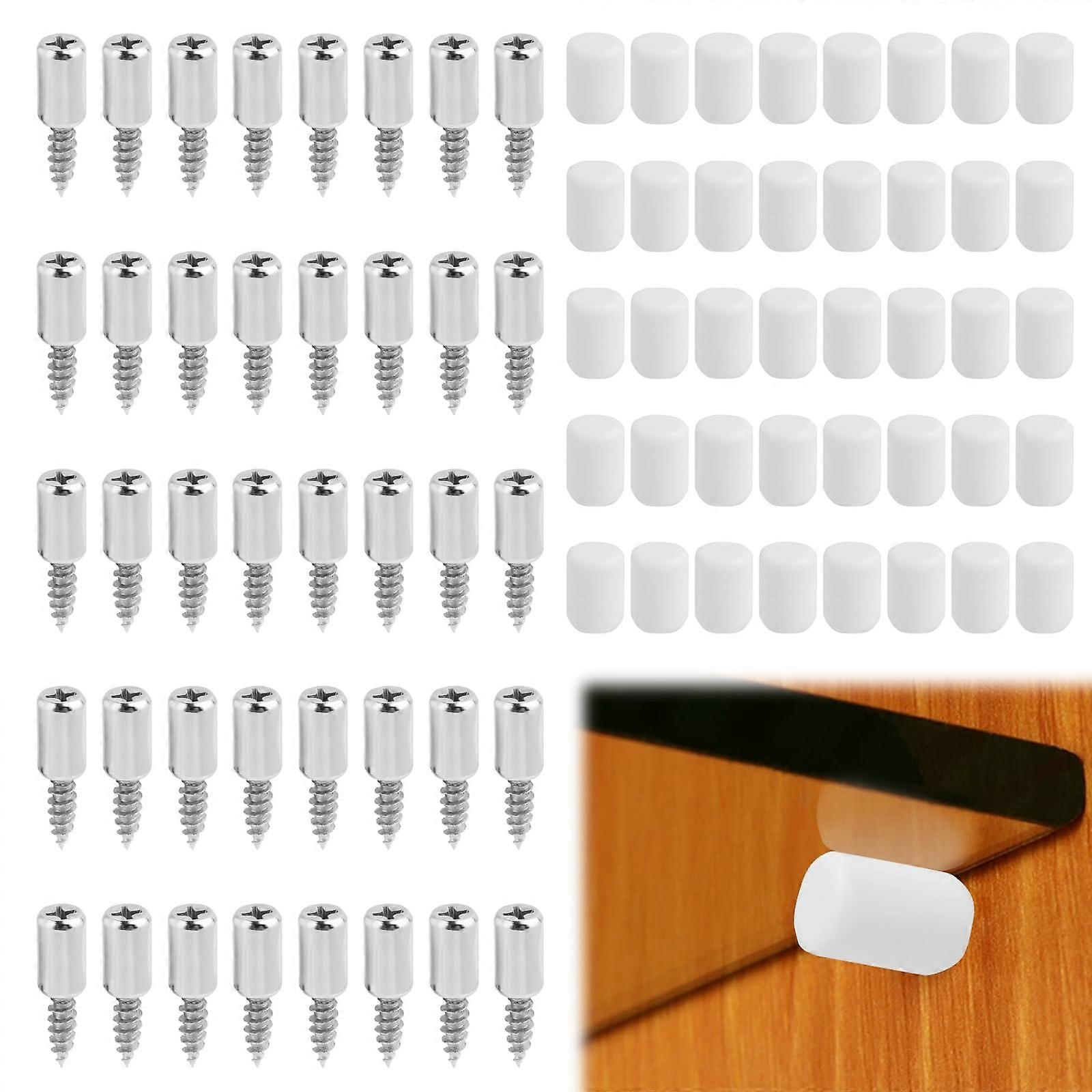 40个装货架支架,带橡胶保护的金属支架,自攻螺丝,货架地板固定器,适用于家具,橱柜,书架,酒柜