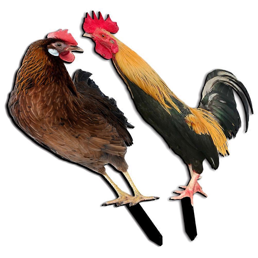 2Pcs Acrylic Chicken Shaped Yard Stake Lawn Hen Rooster Set