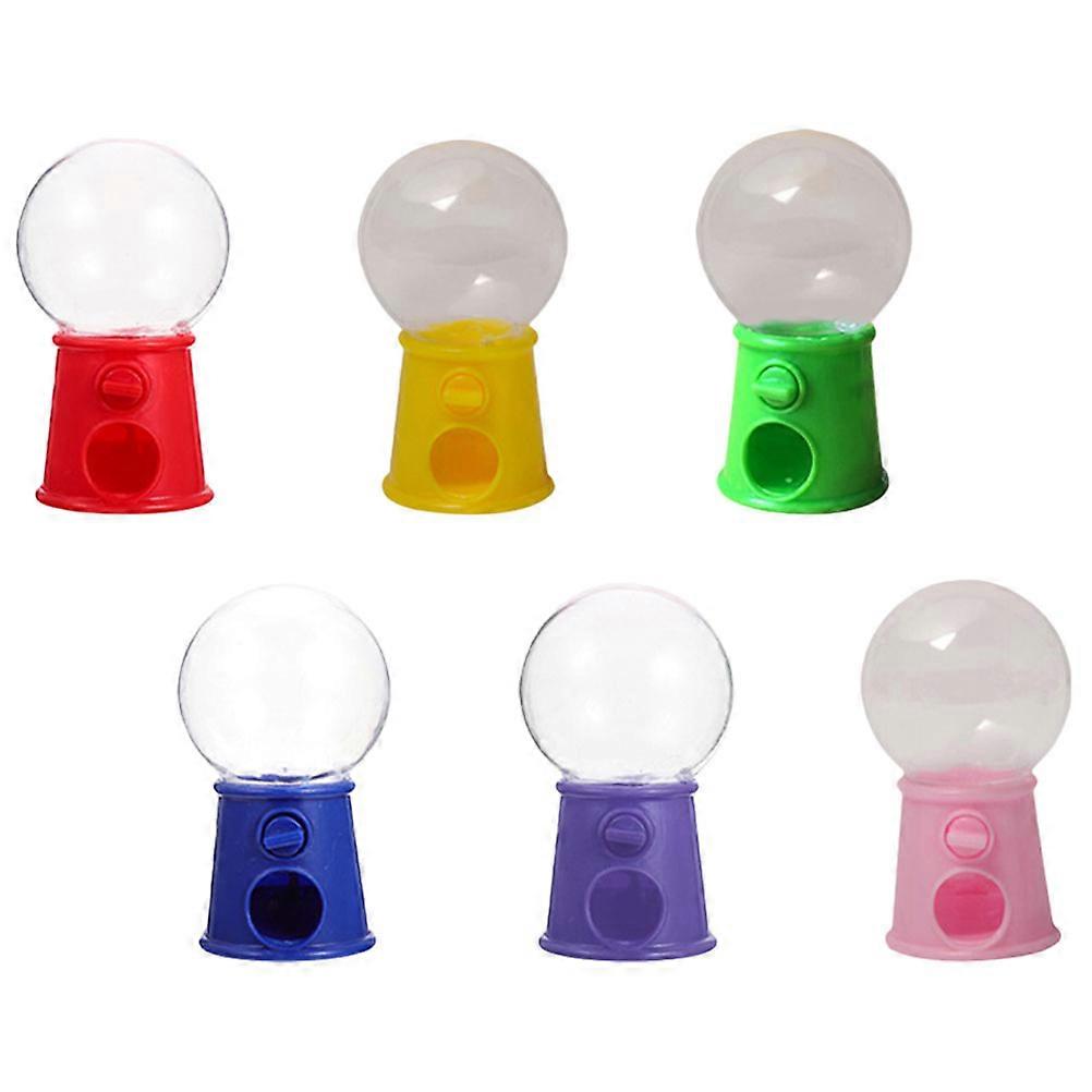 6Pcs Desktop Mini Gumball Machine Candy Dispensing For Cupcakes Assorted Color Traditional Style
