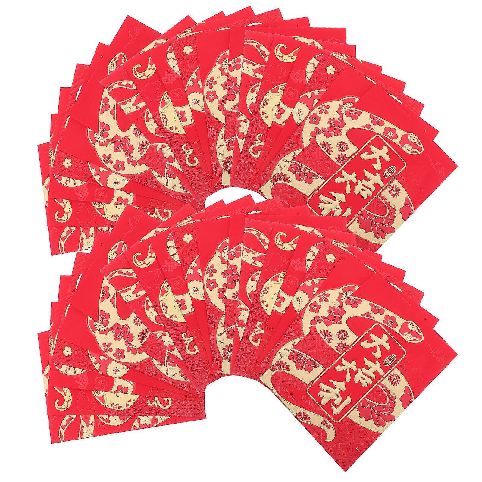Elegant Chinese Red Envelopes with Snake Design for Weddings and Celebrations Made of Paper 48 Pieces