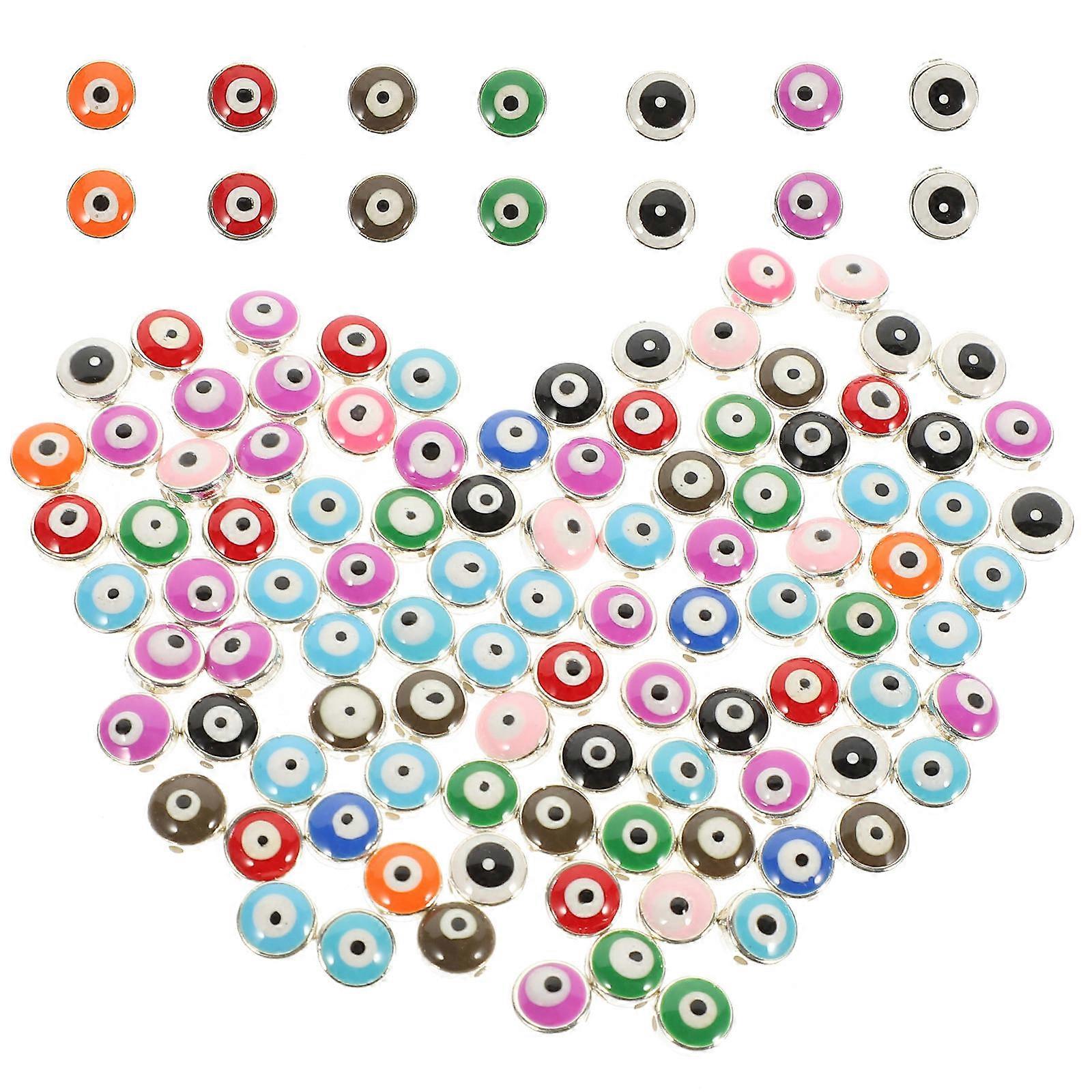 Evil Eye Connector Charms Resin Loose Beads Diy Craft Beads Assorted Color 6*8MM 100Pcs