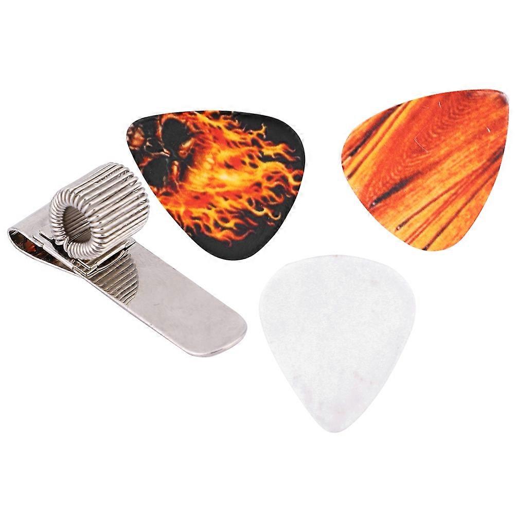 Guitar Pick Holder Clip Metal Pick Holding Clip with 3 Pcs Clip for Guitar Player
