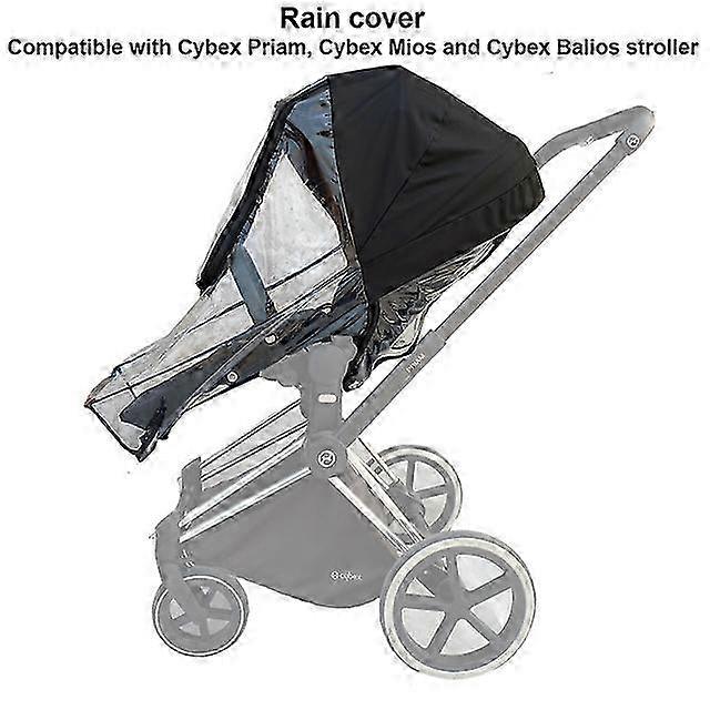 Stroller Rain Cover Compatible With Cybex Priam & Mios & Balios Stroller, Stroller Accessory Wind Cover, Transparent EVA WeatherGray SZRH A-GB