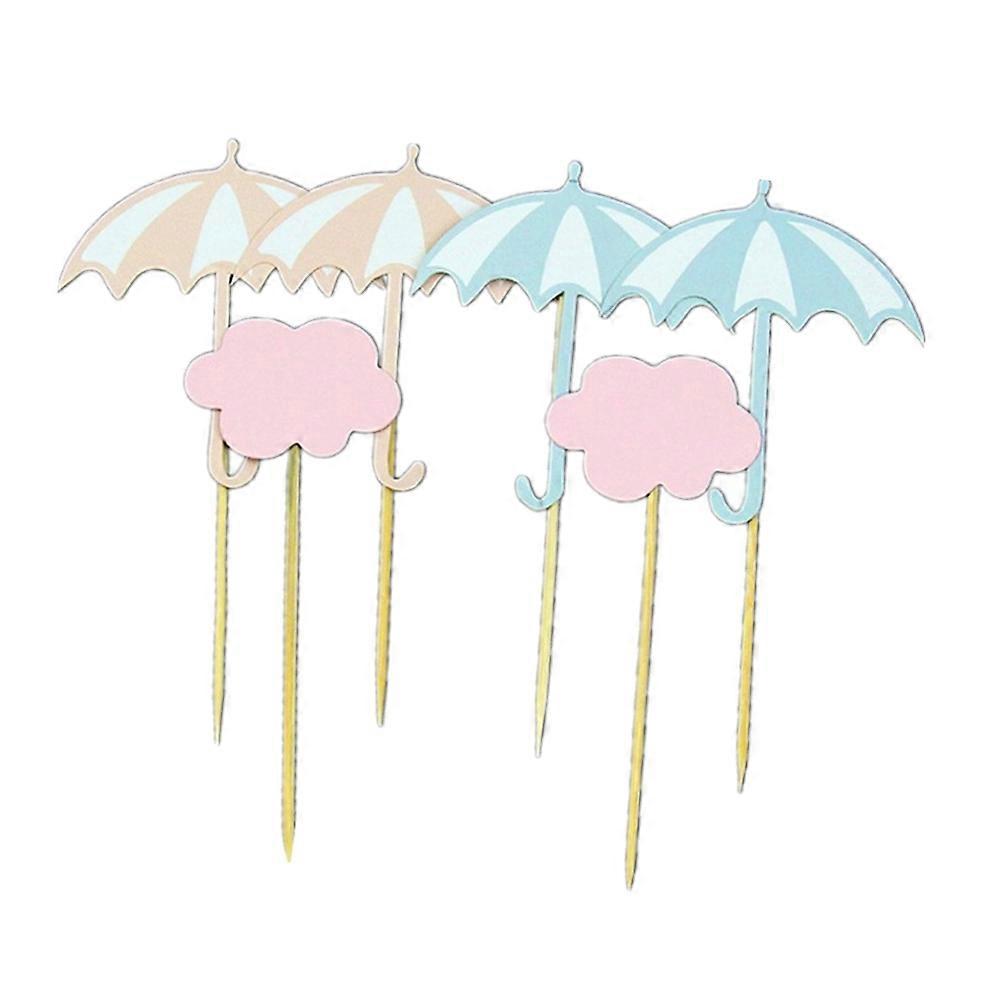 Durable Assorted Color Cake Decor Umbrella Toppers for Birthdays Weddings Festivals 12pcs Paper Bamboo