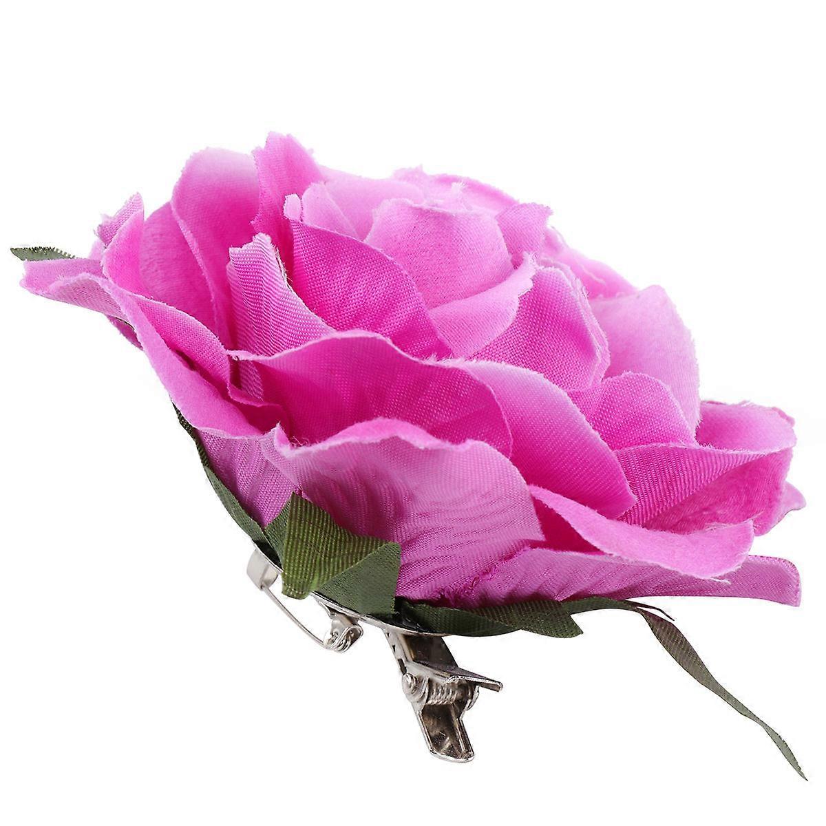 5PCS Purple Cloth Flower Brooch Lifelike Rose Corsage Hair Clip for Wedding Decor 10CM