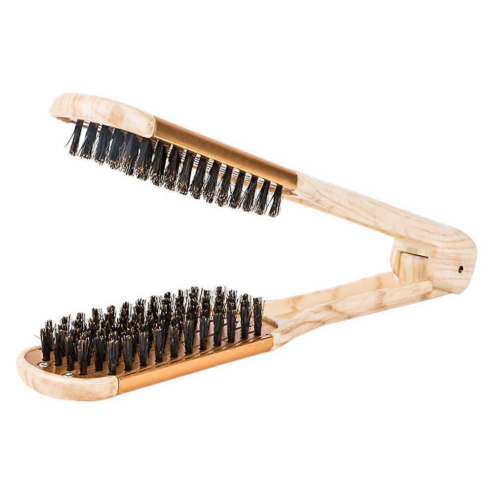Golden ABS Hair Straightening Comb for Home Use V Shaped Clamp 7 Inch