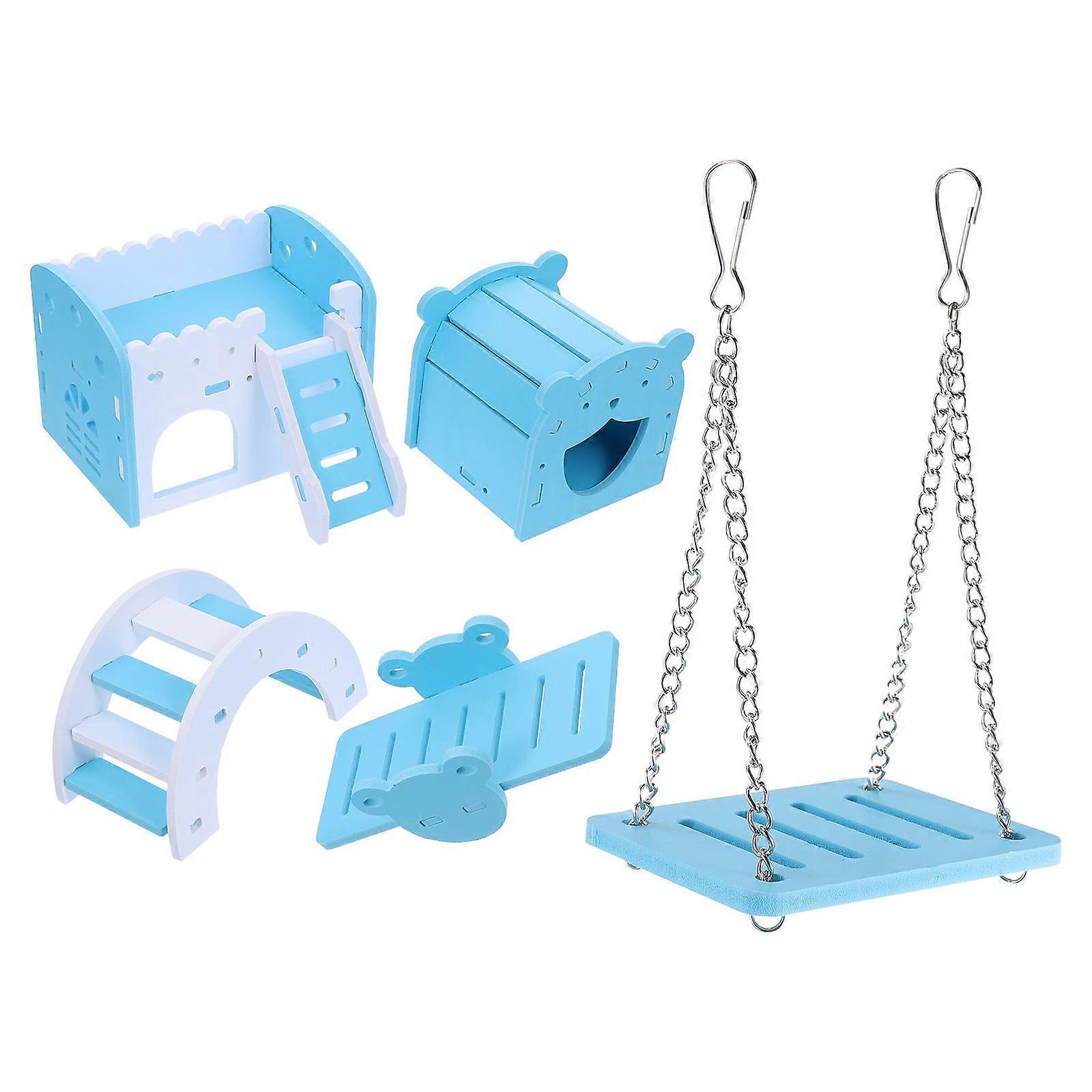 Hamster Nest Villa Plaything Set with Sleeping Nest, Arc Bridge, and Swing for Pet Fun Exercise