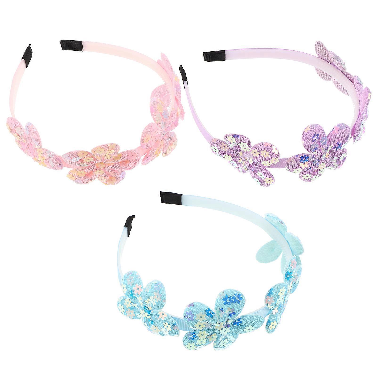 Princess Headband with Sequin and Pearl Flower Design for Girls Lightweight Comfortable and Easy to Match Assorted Color