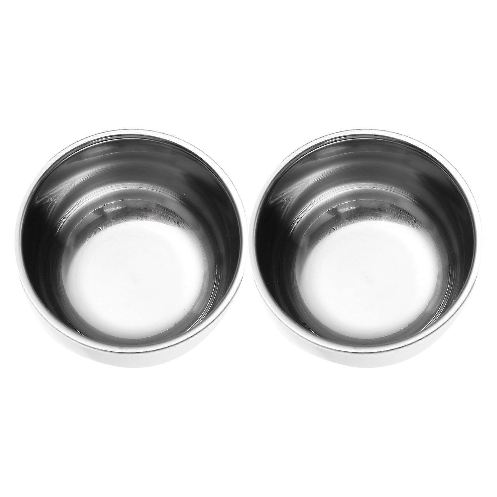 Stainless Steel Shaving Bowls Set For Men Simple Design Durable Travel Use Rounded Base Silver 2Set