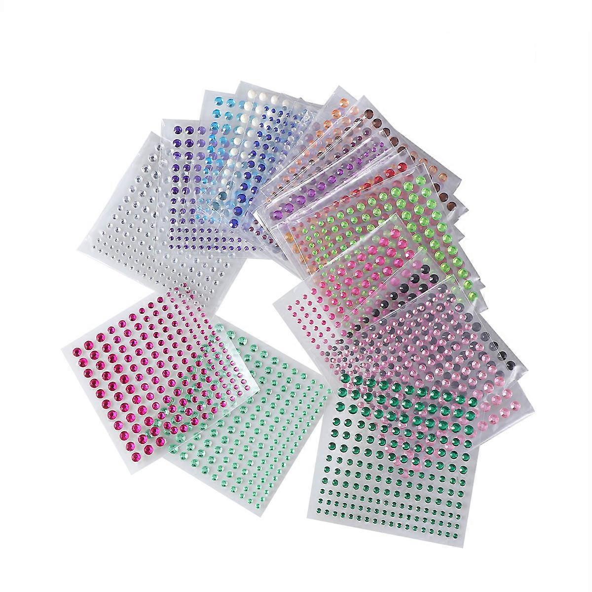 Self Adhesive Acrylic Rhinestone Stickers for Face Body Decor Parties Celebrations Assorted Colors 24 Sheets