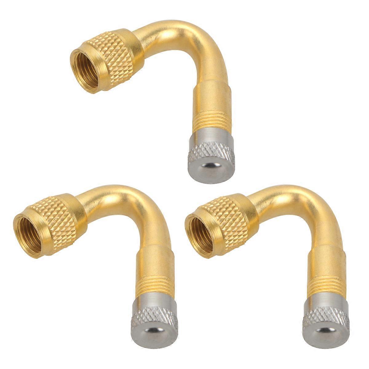 Golden Copper Tire Stem Extension Adaptor for Car Ideal for HardtoReach Angles 3 Pieces 45 Degree Curved