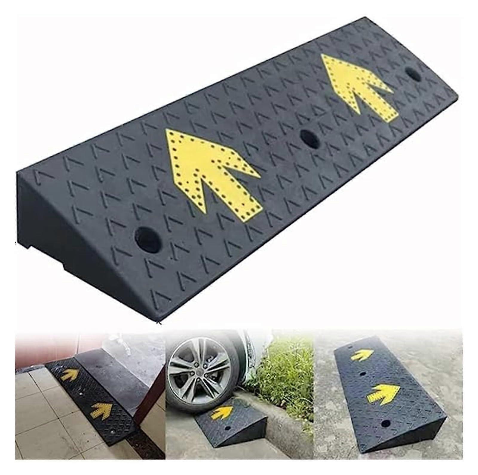 Rubber Curb Ramps, Non-Slip Threshold Ramp for Outdoor Use, Loading Ramps for RVs, Trucks, and Loading Docks (100x25x5cm)
