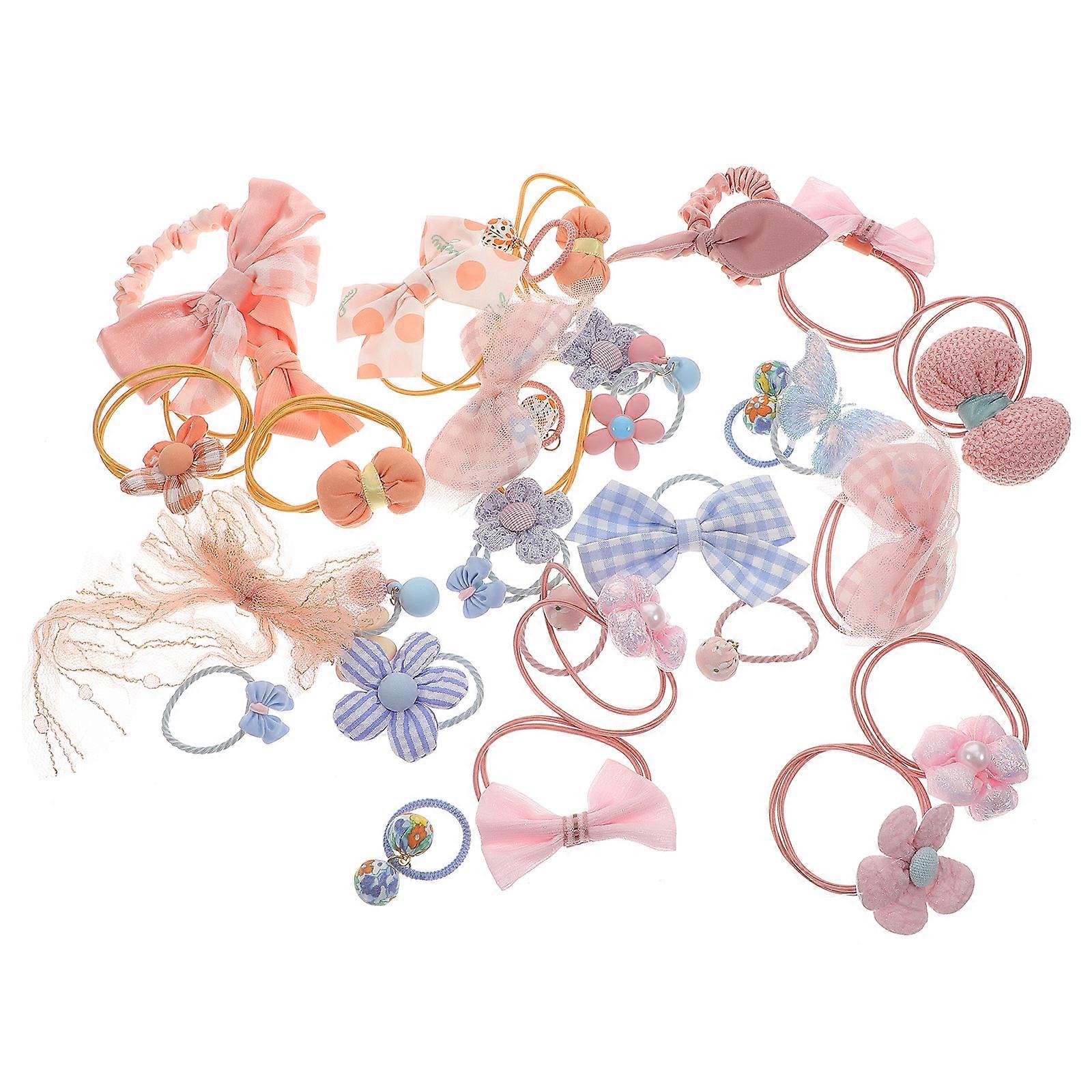 Lovely Elastic Hair Ties Set with Bows 31pcs Fabric Hair Accessories for Daily Wear, Parties & Photoshoots Washable & Durable Design