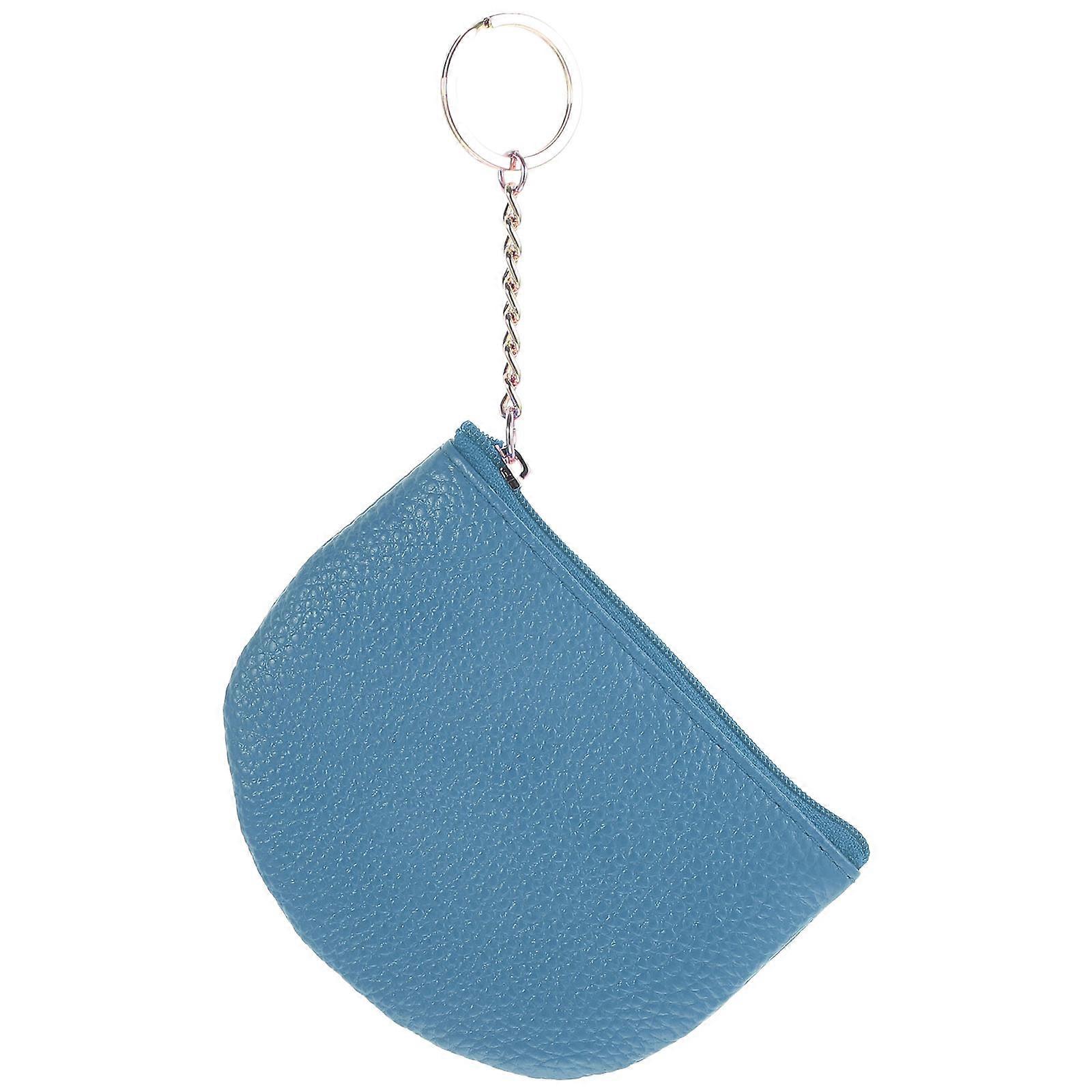 Fashionable Women Handbag Accessory in Sky Blue PU with Keychain and Zipper Closure 4.5 x