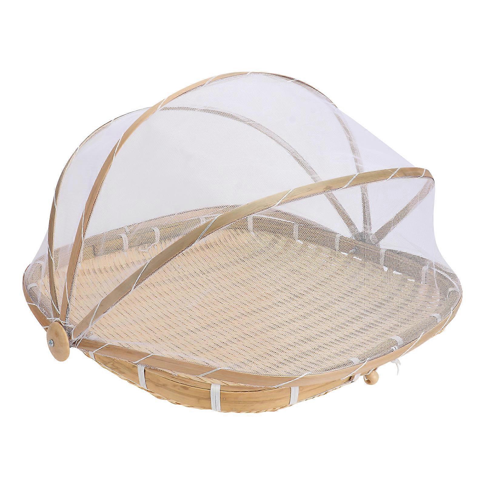Bamboo Woven Storage Basket for Food Serving and Display Light Yellow Large Capacity 1Pc