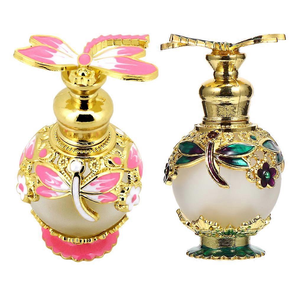 Decorative Perfume Bottles Assorted Color Essential Oil Containers Daily Use Liquid Containment 2Pcs