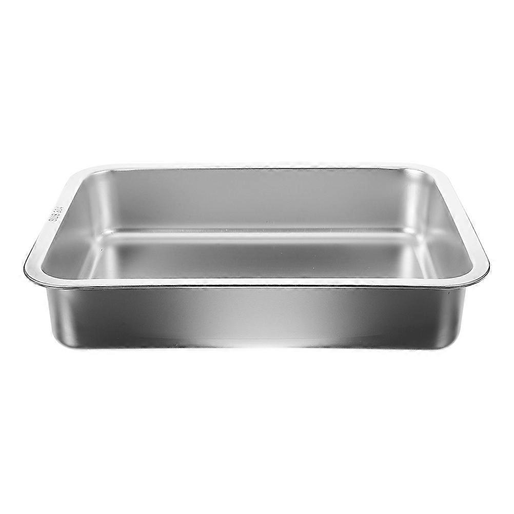 Stainless Steel Cat Litter Pan with Integrated Scoop Storage, Open Metal Kitten Tray for Cats & Rabbits, Spacious Design for Travel Use
