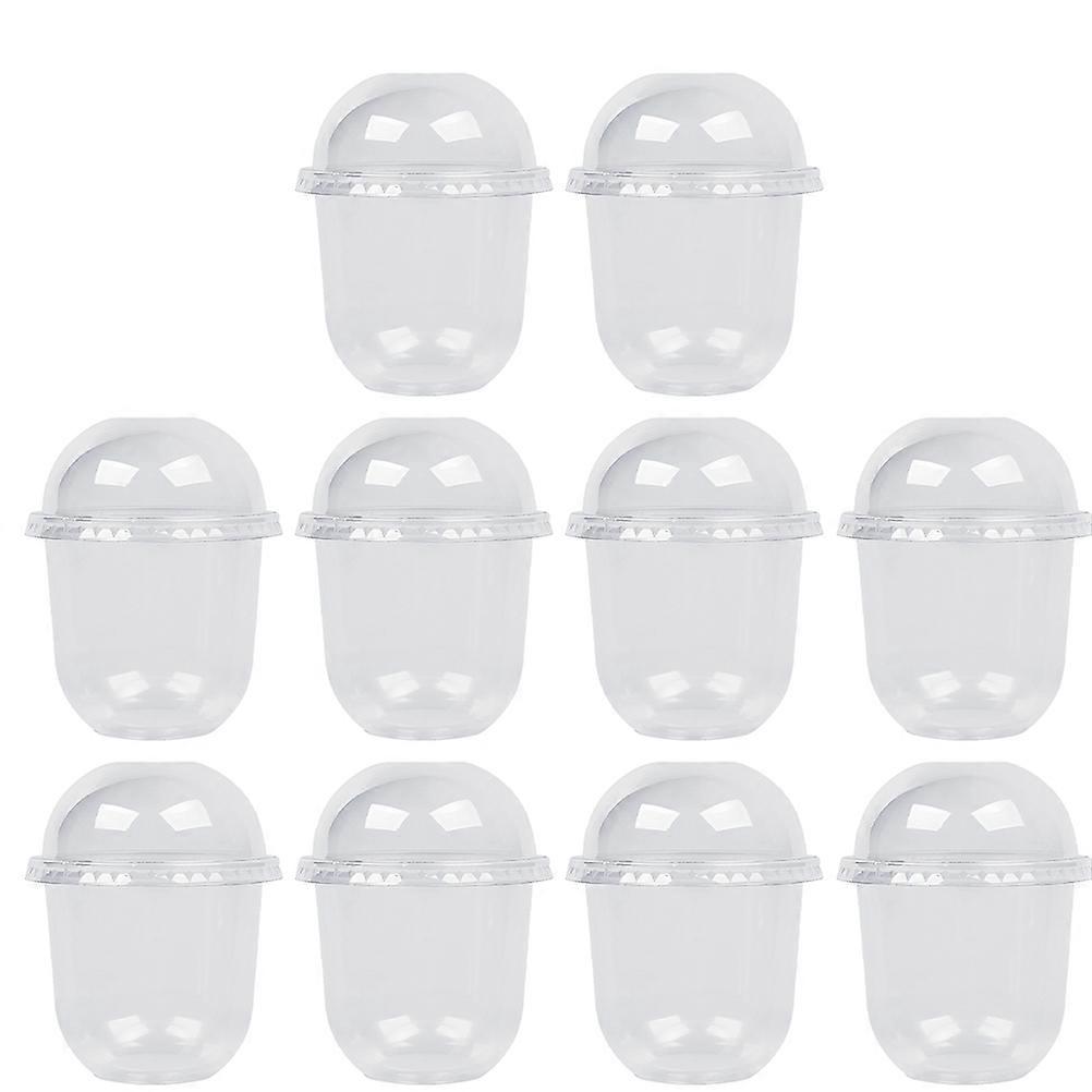 10 Sets 360ML Disposable Milk Tea Cups with Lid U Shaped Juice Packing Cups