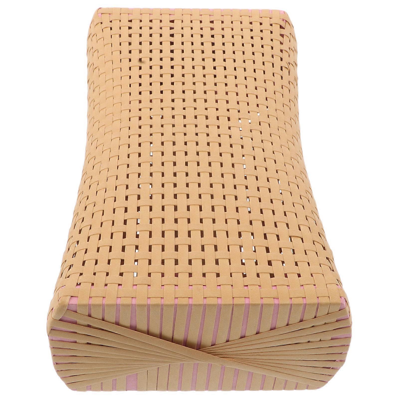 Breathable Hollow Woven Cooling Pillow with Ventilated PE Material and Imitation Rattan Design for Summer Neck Support
