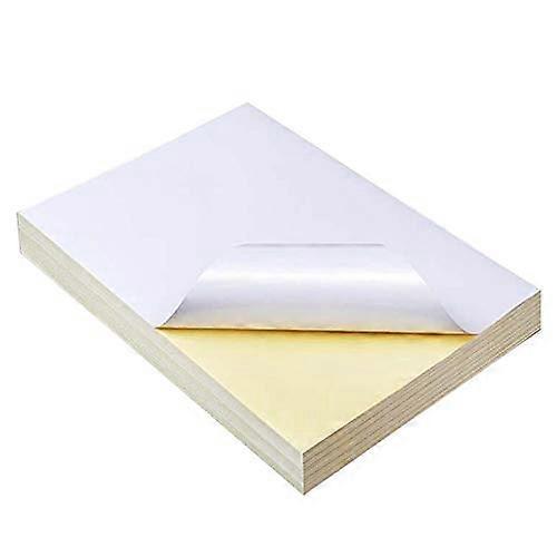 Self-Adhesive Waterproof Labels A4 White Glossy Paper, 50 Sheets, for Inkjet Printer and Copier, White & Yellow