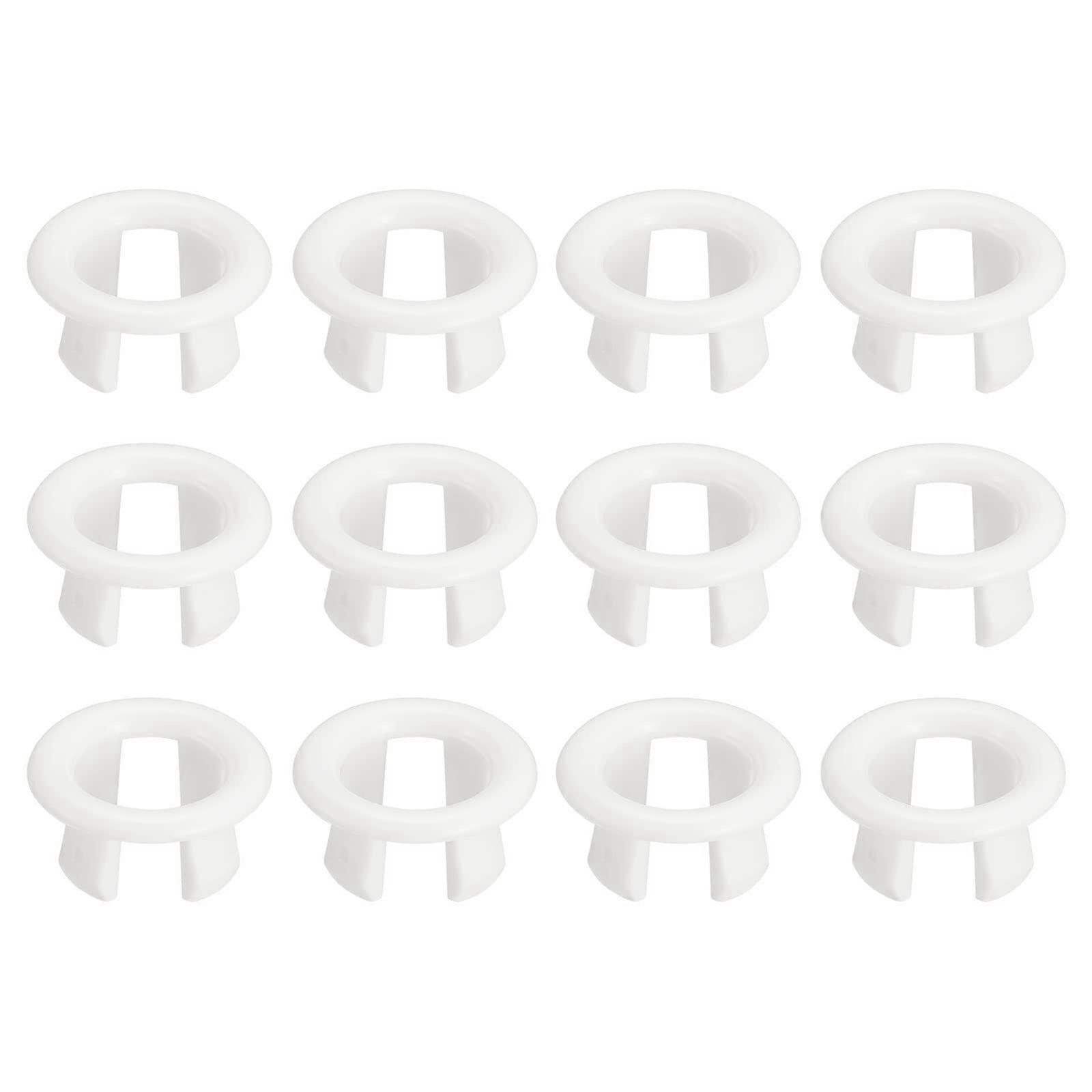 Sink Overflow Rings 12 Pack 25mm White Trimming Caps for Bathroom Kitchen Basin Drain Inserts Round Lid