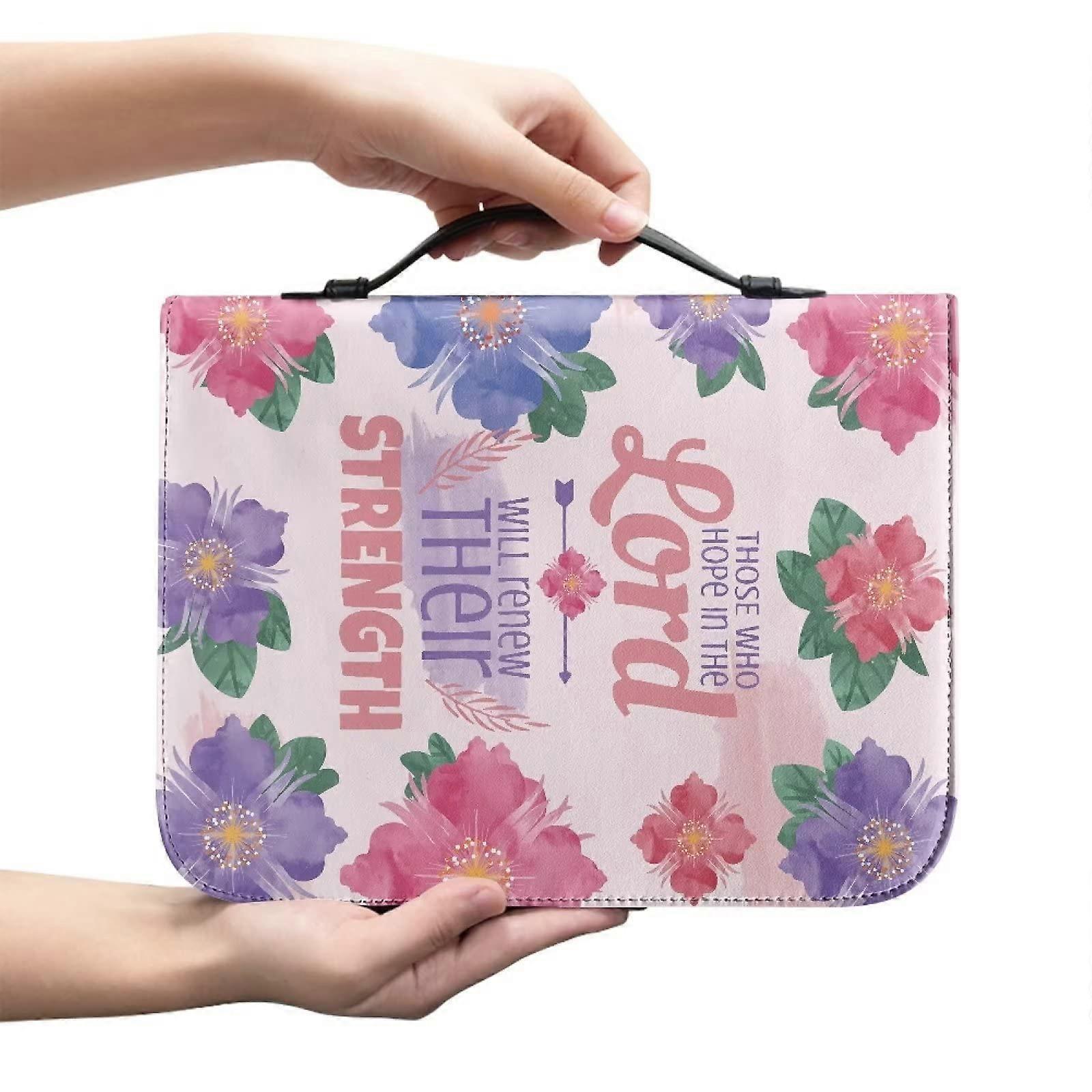 Elegant Floral Pattern Bible Case Leather Lightweight Bible Organizer